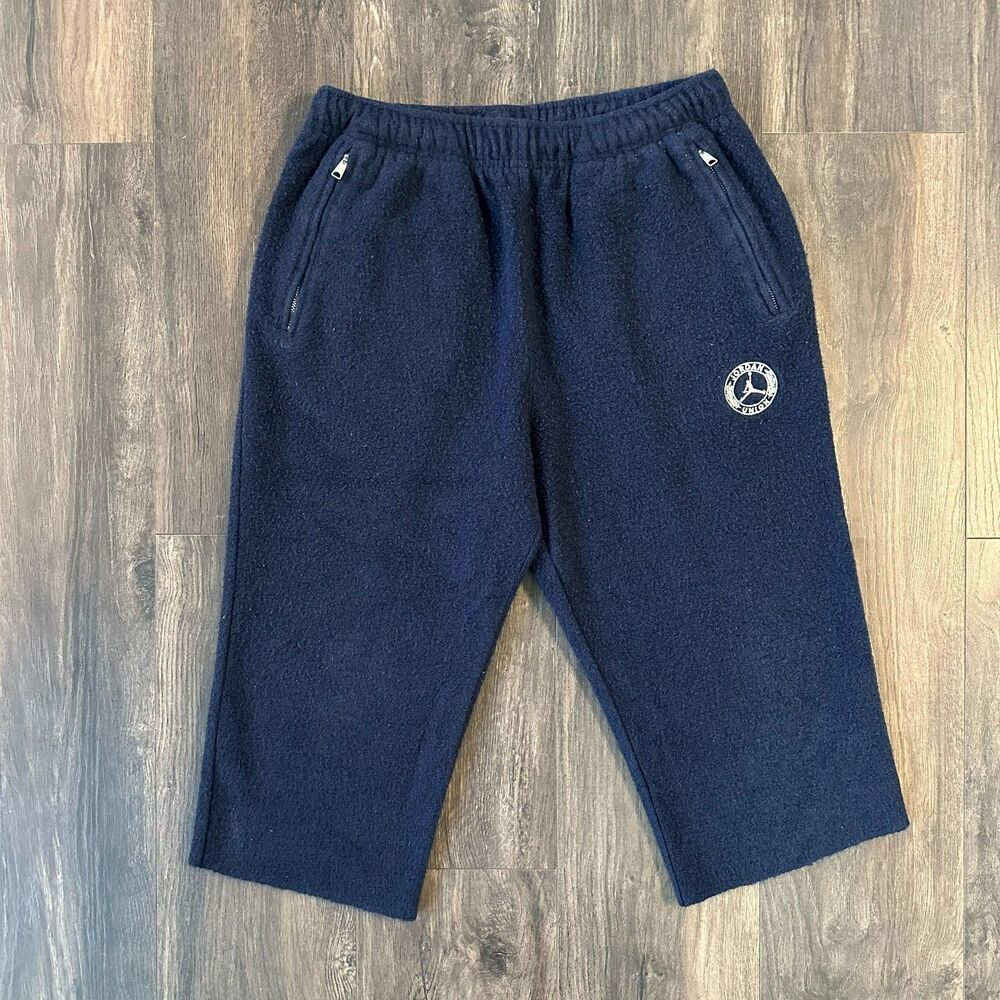 Nike Air Jordan X Union LA Fleece Cutoff Track Shorts Sweats Navy Blue Sz Large